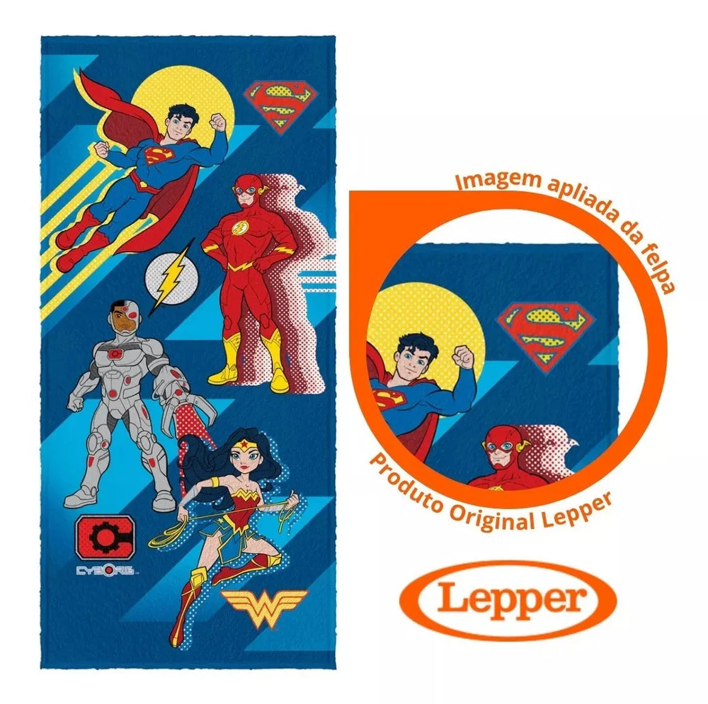 Toalha de Banho Infantil Estampada Felpuda  Liga da Justiça