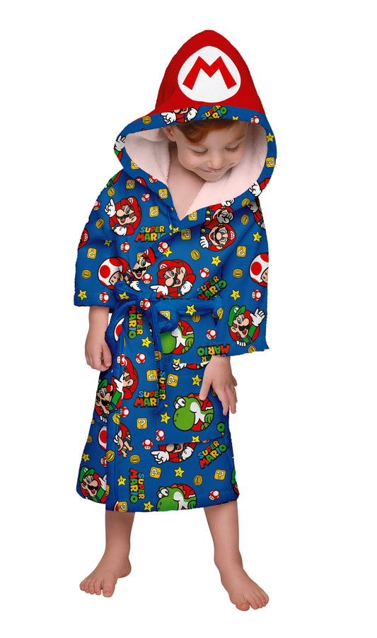 Roupão Infantil Quimono Aveludado Capuz Super Mario Lepper