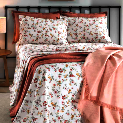 Colcha Piquet Estampada Solteiro 2 peças 1,60x2,50m DOHLER