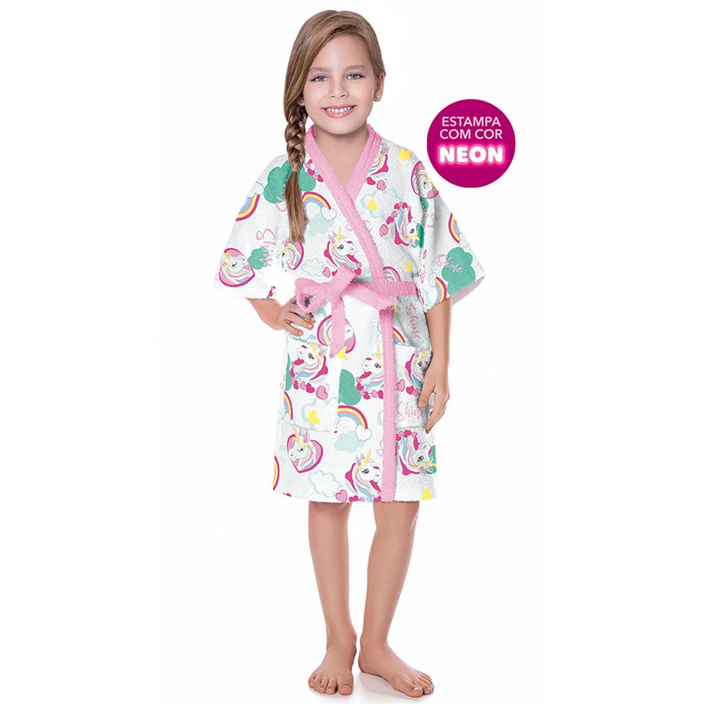 Roupão De Banho Felpudo Infantil Quimono Lepper - Imagem 21