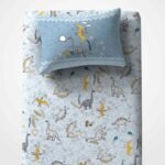 Jogo De Cama Solteiro 02 Peças Malha Dino Selva Azul Portal Joy PORTALLAR