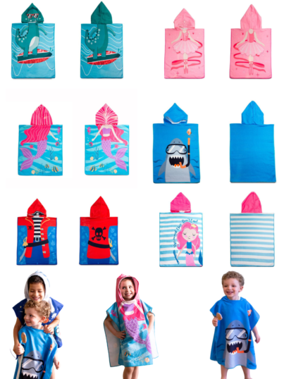 Toalha Poncho Infantil Kids com capuz 100% poliéster