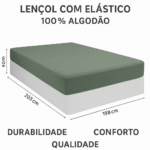 Lencol Liso Com Elástico King Confort  Em Malha 100% Algodão - Imagem 5