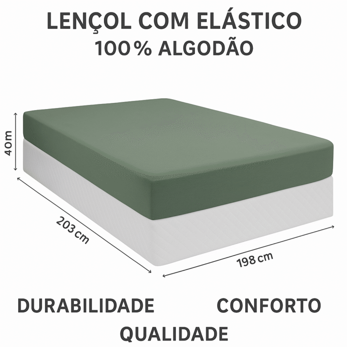Lencol Liso Com Elástico King Confort  Em Malha 100% Algodão - Imagem 2