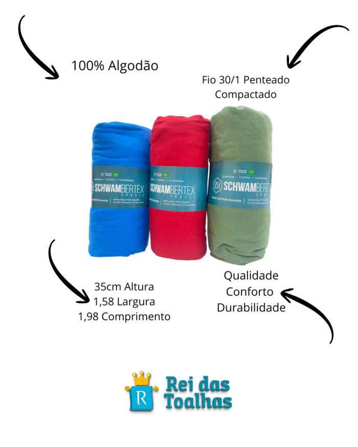 Lencol Liso Elástico Queen Confort  Em Malha 100% Algodão - Imagem 5
