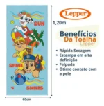 Toalha  Infantil Felpuda Personagem Lepper Da Patrulha Canina - Imagem 3