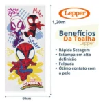 Toalha Banho Infantil Felpuda Spider Man Lepper 60cmx1,20m - Imagem 2