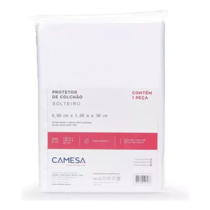 Protetor Colchão Solteiro Camesa Malha Impermeável 88x188x30