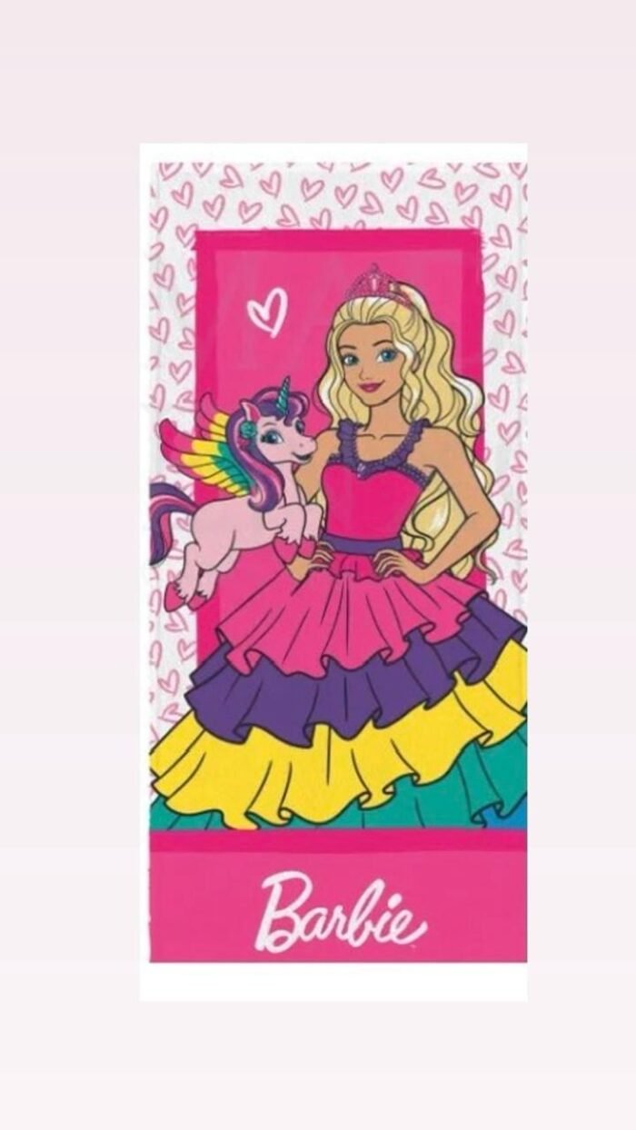 Toalha Infantil da Barbie Praia Banho Linda Colorida Macia - Imagem 5