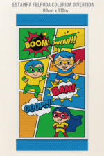 Toalha De Banho Infantil Super Heróis Gibi Lepper Cor Azul - Imagem 2