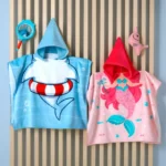 Toalha Poncho Capuz Infantil Praia Piscina 70x115 100%Algodao