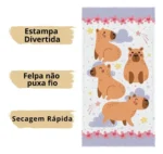 Toalha  Banho Felpuda Infantil  Capivara Cappy Happy 60x110 - Imagem 2