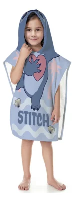 Toalha Poncho Capuz Infantil Praia Piscina Stitch - Imagem 2