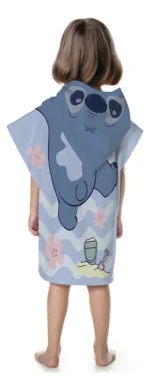 Toalha Poncho Capuz Infantil Praia Piscina Stitch - Imagem 3