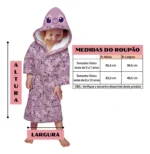 Roupão Stitch Angel Com Capuz Aveludado Verso Atoalhado - Imagem 3
